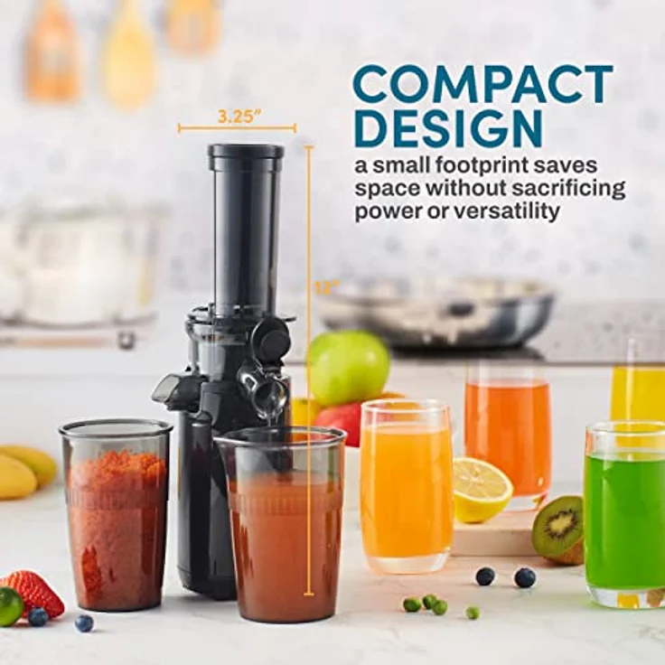 Elite Gourmet EJX600 Compact Masticating Slow Juicer, Cold Press Juice Extractor, Nutrient and Vitamin Dense, Easy to Clean, 16 oz Juice Cup, Charcoal Grey – Bild 5