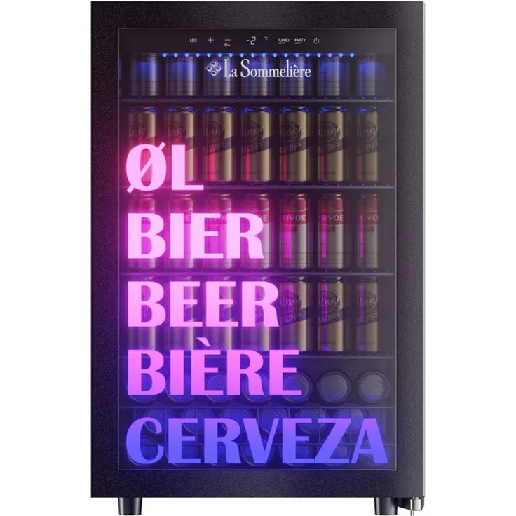 La Sommelière BEER150 Getränkekühlschrank, 128 L mit schnellkühl Funktion von -6°C bis +18°C, dimmbare LED-Beleuchtung