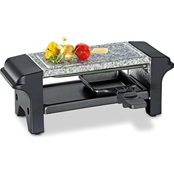 Küchenprofi Raclette TWIN | mit Steinplatte | Raclette für zwei mit Grillplatte aus Stein | Tischgrill für 2 Personen | 2 beschichtete Pfännchen | Mini Raclette 2 Personen | Raclette Grill – Bild 1