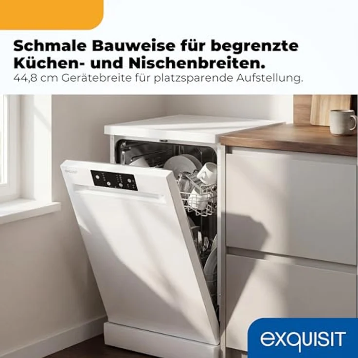 Exquisit GSP9109-450D, Geschirrspüler für 9 Maßgedecke, 4 Programme, Eco 10 L, Startzeitvorwahl, Aquastop, weiß – Bild 4