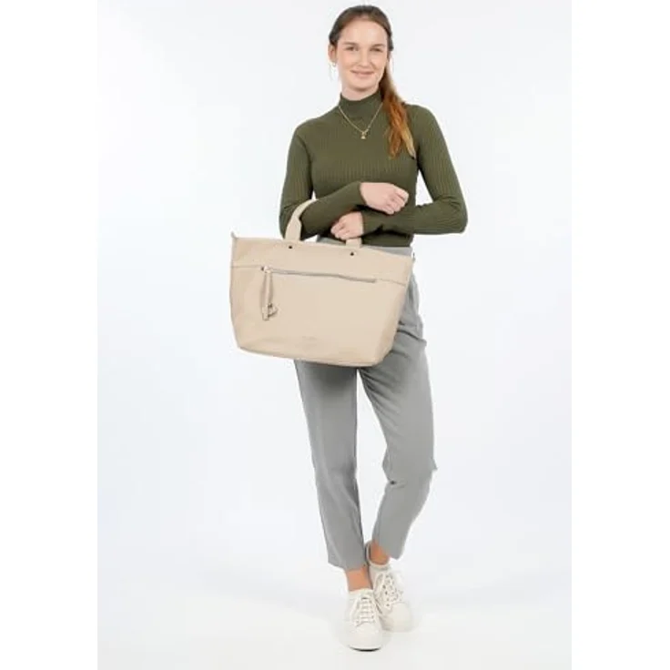 Suri Frey Shopper Debby, Handtasche in Beige aus Feinsynthetik mit Reißverschluss und Logo-Prägung, 47 x 31 x 15 cm – Bild 2