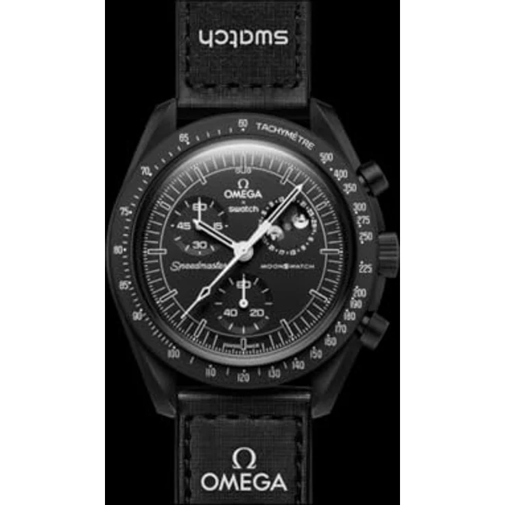 Swatch Chronograph Swatch x Omega Moonswatch Mission to the Moonphase "Snoopy" New Moon, Schwarz Bioceramic, VELCRO Armband, Mondphasenfunktion - Preisvergleich – Bild 2