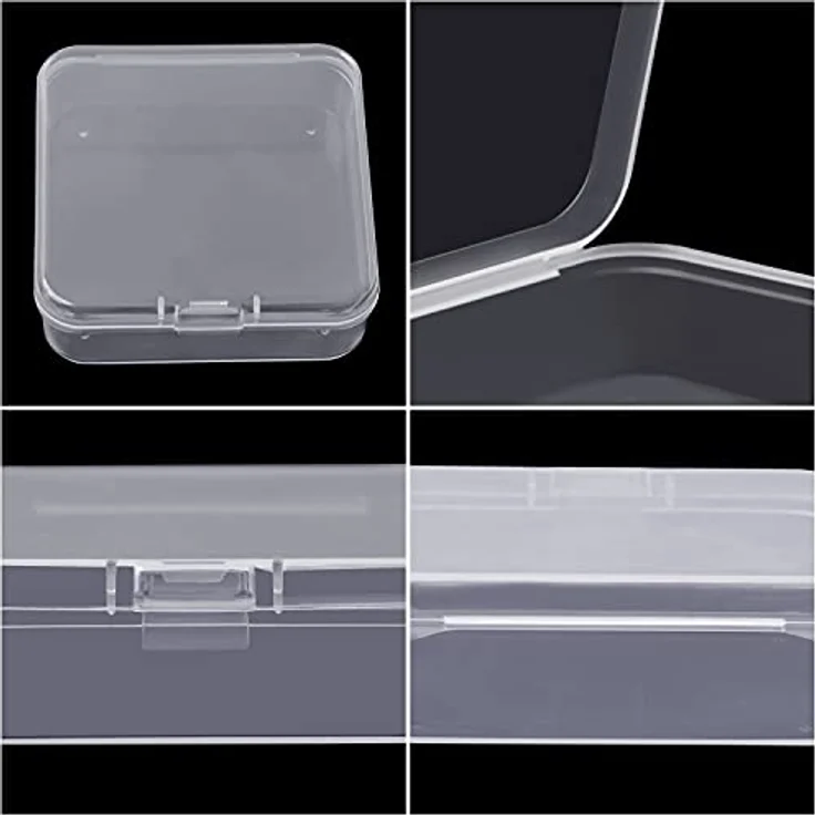 BELLE VOUS Aufbewahrungsboxen Klein Klare Plastikbox mit Schnappdeckel Set (24 Stk) - L9,4 x B9,4 x H2,8 cm - Mini Aufbewahrungsbox für Pillen, Perlen, Schmuck, Bastelartikel & Kleinteile – Bild 5