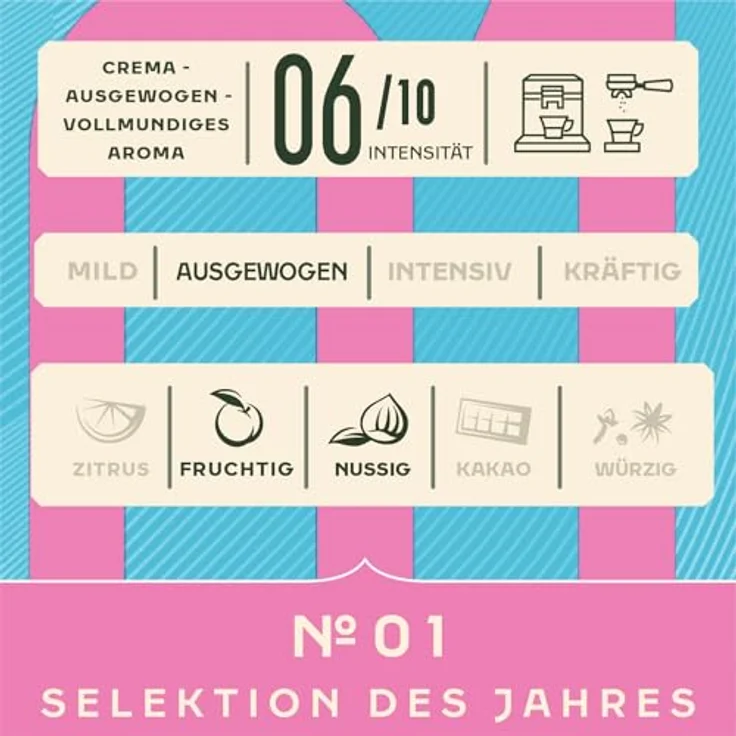 JACOBS Selektion des Jahres No 01, Kaffeebohnen 1000 g, mittlere Röstung mit fruchtigen und nussigen Noten, Intensität 6/10 – Bild 3