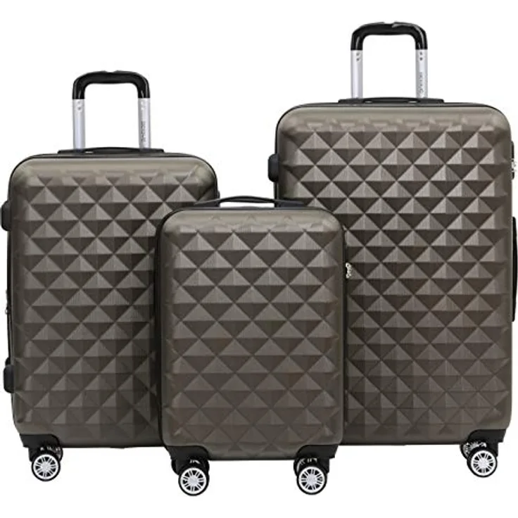 BEIBYE Trolley Koffer Reisekofferset, Hartschale mit 4 Zwillingsrollen, integriertes Sicherheits-Zahlenschloss, M (55x34x22cm), Coffee