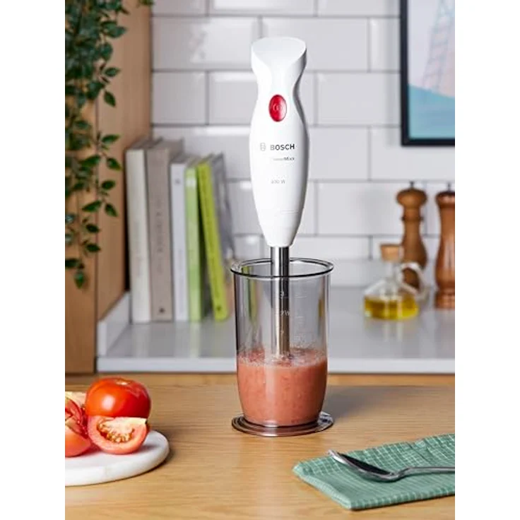 Bosch CleverMixx MSM24100 - Stabmixer - Abnehmbarer Standfuß aus Edelstahl - 4 Klingen - 400 Watt Leistung - Farbe: weiß – Bild 2
