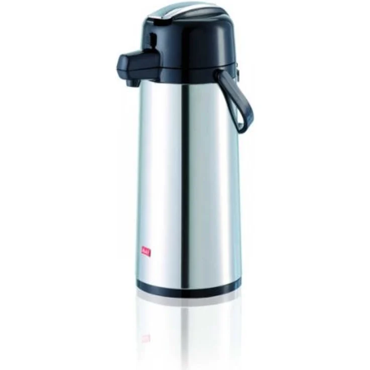 Melitta Pump-Isolierkanne, 2,2 l, ca. 16 Tassen, Glaskolben, Edelstahl, Silber-Schwarz – Bild 3