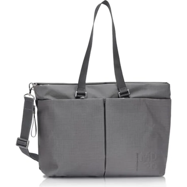 Mandarina Duck MD20 Shopper Tasche, 40 cm mit Laptopfach, 100% Polyester, grau