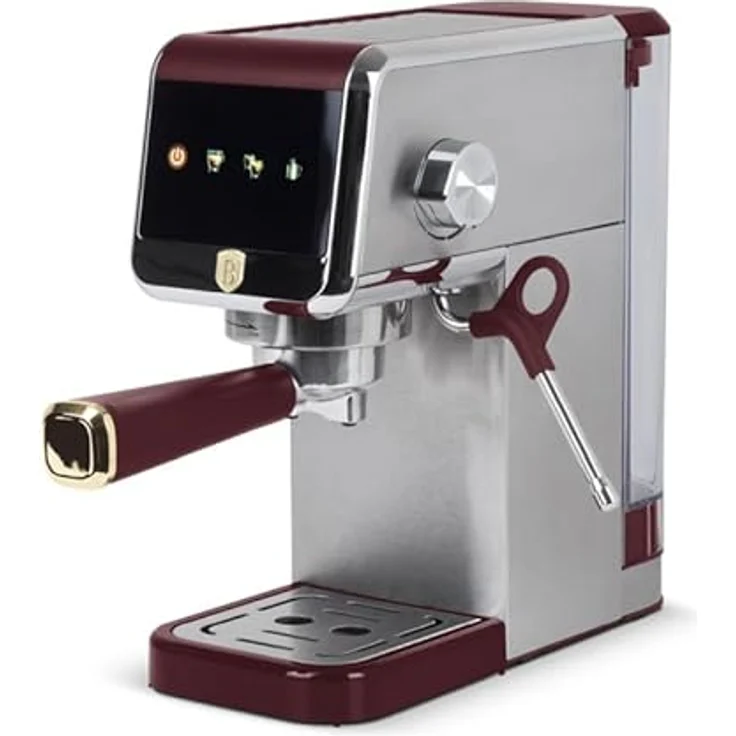 Berlinger Haus 2-in-1 Kaffeevollautomat Leonardo Collection, Automatischer und Siebträger, Digitale Steuerung, Edelstahl, bordó, mit professionellem Milchaufschäumer und Touchscreen-Display – Bild 1