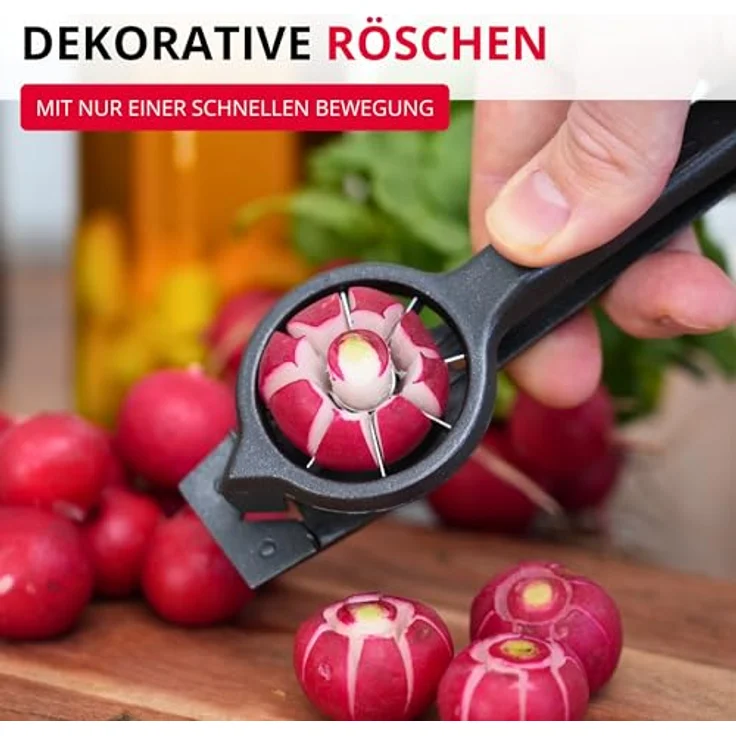 WESTMARK Radieschenverzierer Decoretto Black Edition, ergonomischer Gemüseschneider mit extra-scharfen Edelstahlklingen, Anthrazit – Bild 3