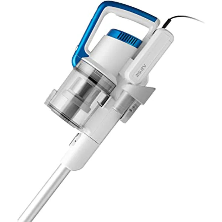 Amazon Basics Akku-Staubsauger, 2-in-1-Gerät, mit BLDC-Motor, 350 W, 0,7 l, Weiß und Blau – Bild 4