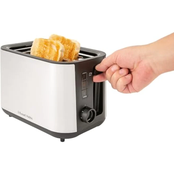 Russell Hobbs Toaster Heaton (extra breite Toastschlitze, 6 Bräunungsstufen, Hebefunktion, Auftau-, Aufwärm- & Stoppfunktion, Krümelschublade, Brötchenaufsatz, Edelstahl) 27390-56 – Bild 3