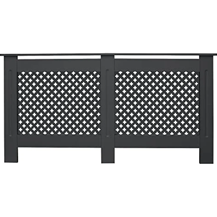 ECD Germany Heizkörperverkleidung mit Wabenmuster 152x19x82cm Anthrazit aus MDF lackiert - Stillvolles Landhaus-Design, nützliche Regaloberfläche, einfache Montage – Bild 2
