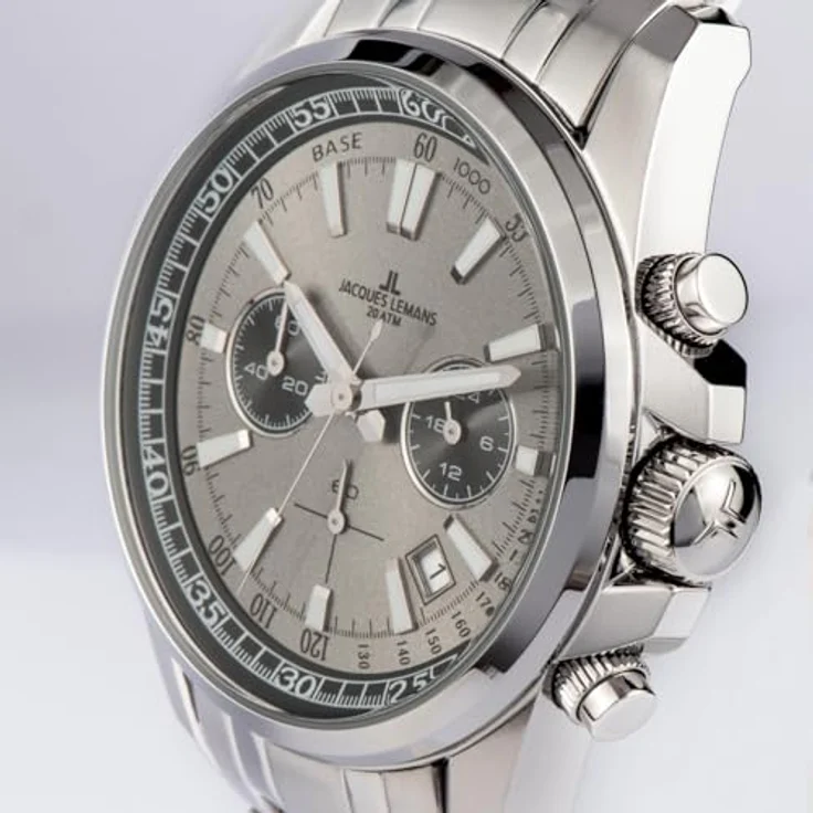 JACQUES LEMANS Herrenuhr Chronograph Liverpool Serie mit Ziffernblatt und Sonnenschliff, 1-2117ZA – Bild 5