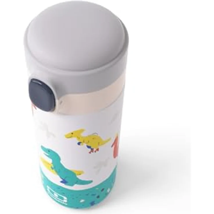 MONBENTO Thermoflasche Kinder Pop blau Dino, 360 ml Edelstahl Isolierflasche für warme und kalte Getränke, bis zu 12 Std. Temperaturhaltung, BPA-frei, ideal für Schule – Bild 2