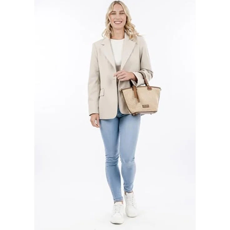 Tamaris Shopper TAS Fernanda, Einkaufstasche mit Reißverschluss, Bast-Optik, zweifarbig, mit abnehmbarem Umhängeriemen – Bild 2
