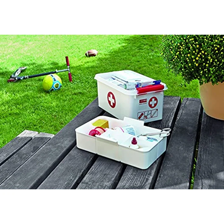 sunware by Helit H6164805 - Aufbewahrungsbox „the q-line“, 22 Liter, mit Deckel, weiß/rot, 1 Stück – Bild 3