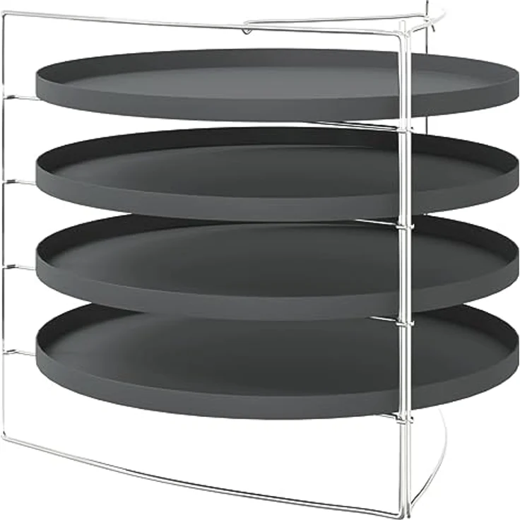 vidaXL Pizzablech Set mit Gestell, 4er Pack, Ø 28 cm, Stahl, Schwarz – Bild 6