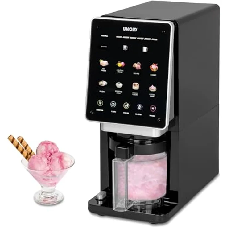 Unold Eismaschine Cream Dream 48805, mit 8 Programmen, Touchscreen, 3 Behältern à 500 ml, entnehmbarem Messer, für Eiscreme, Gelato, Sorbet, Slush & Frozen Drinks