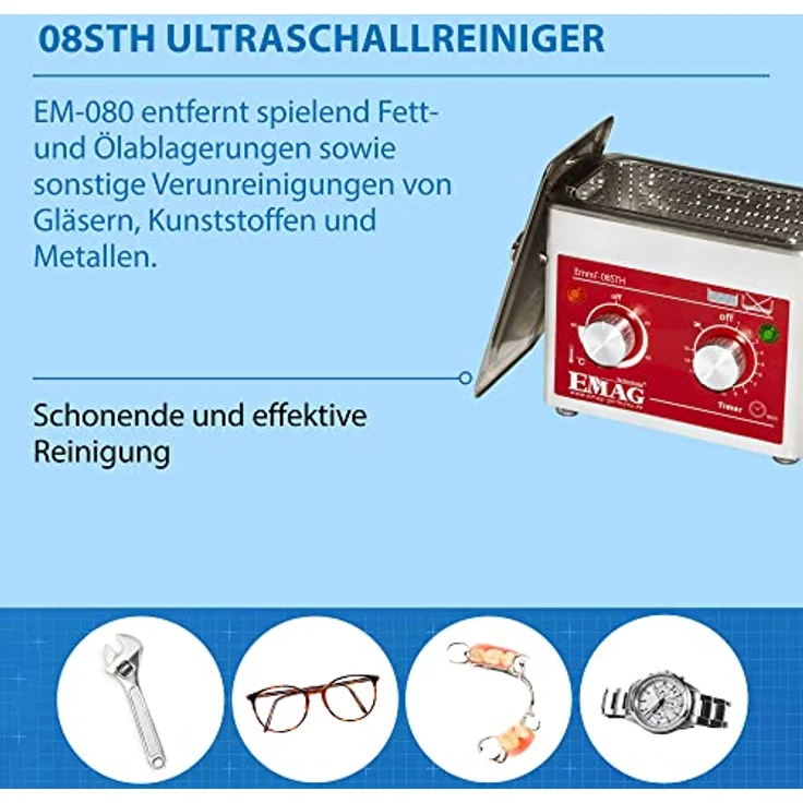 Emag Emmi-08sth, Ultraschallreiniger aus Edelstahl, 08 Liter Fassungsvermögen – Bild 5