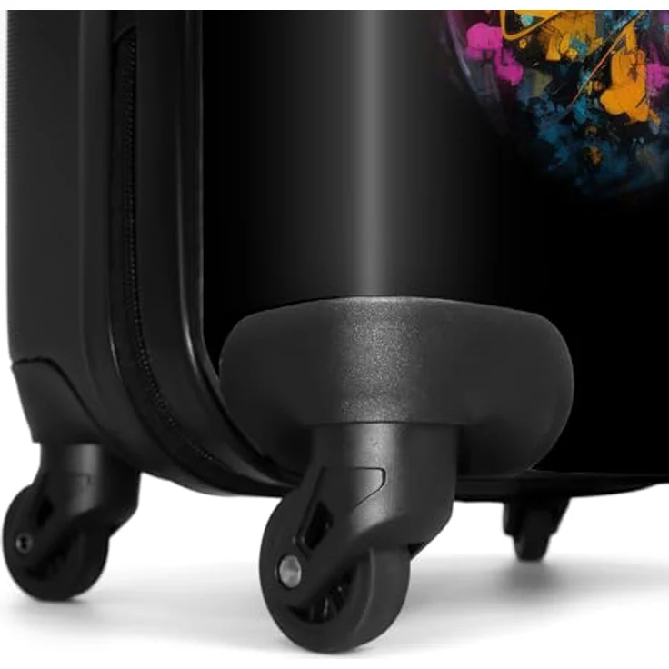 NoBoringSuitcases.com© Hartschalen-Trolley Katze mit bunter Weste und orangefarbener Brille 67x43x25cm, 4 Rollen, Koffer Mittelgroß, Suitcase für Erwachsene – Bild 6