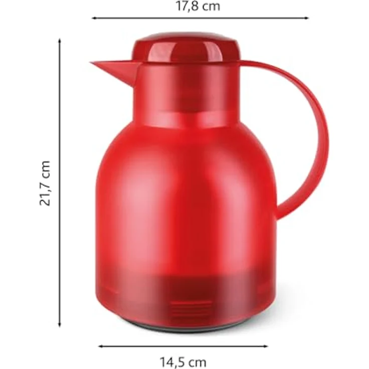 Emsa 504232 Samba Isolierkanne (1 Liter, Quick Press Verschluss, 12h heiß, 24h kalt) rot – Bild 6