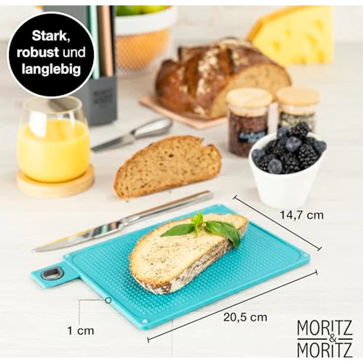 Moritz & Moritz 4X Frühstücksbrettchen Kunststoff Klein - 20,5 x 14,5 cm, spülmaschinenfest, mit Ständer (4 verschiedene Farben) – Bild 2