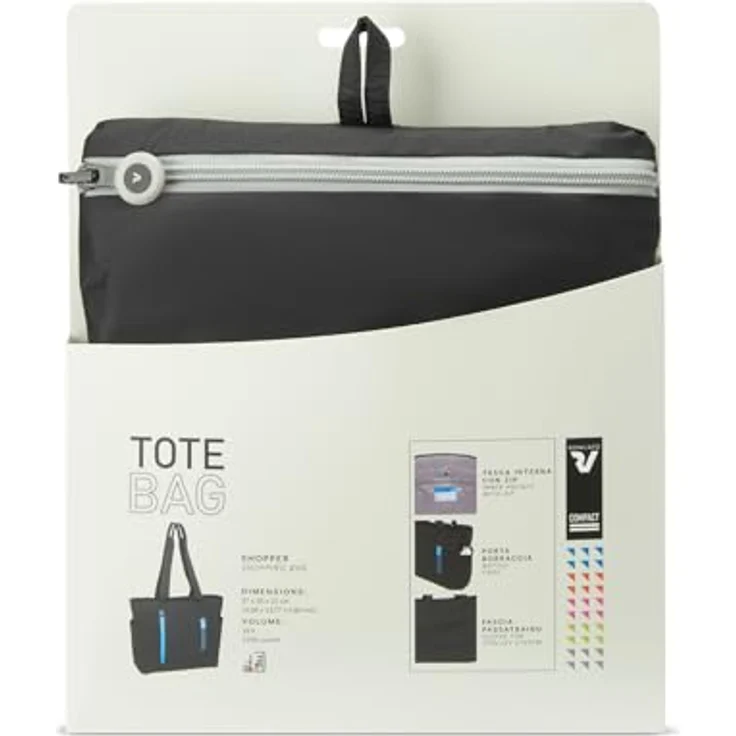 Roncato Compact Neon Shopper Tasche, 37 cm, Silber, faltbar und wasserabweisend – Bild 9
