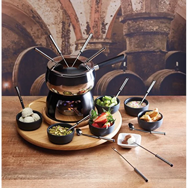 Master Class Artesa Party-Fondue-Set 6 Personen - E-S-Keramik-Holz – Bild 7