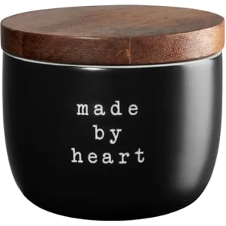 ASA hey! Marmeladendose made by heart, Vorratsdose mit Akazienholzdeckel, schwarz, 0,25l