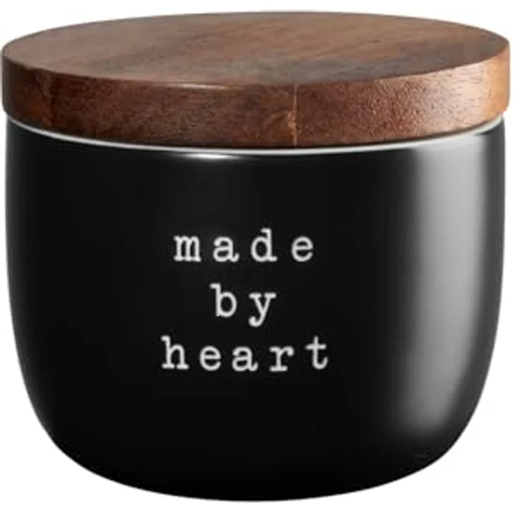 ASA hey! Marmeladendose made by heart, Vorratsdose mit Akazienholzdeckel, schwarz, 0,25l – Bild 1