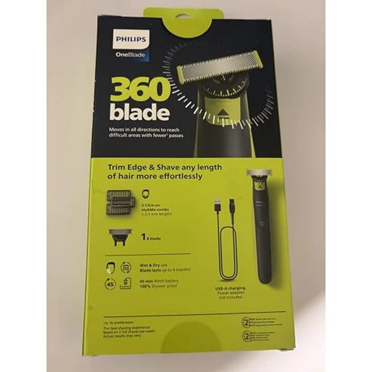 Philips QP2724/23 Haarschneider, 360°-Klinge mit präzisem Schnitt, Schwarz und Grün, inklusive USB-Ladekabel und verstellbaren Kammaufsätzen – Bild 3