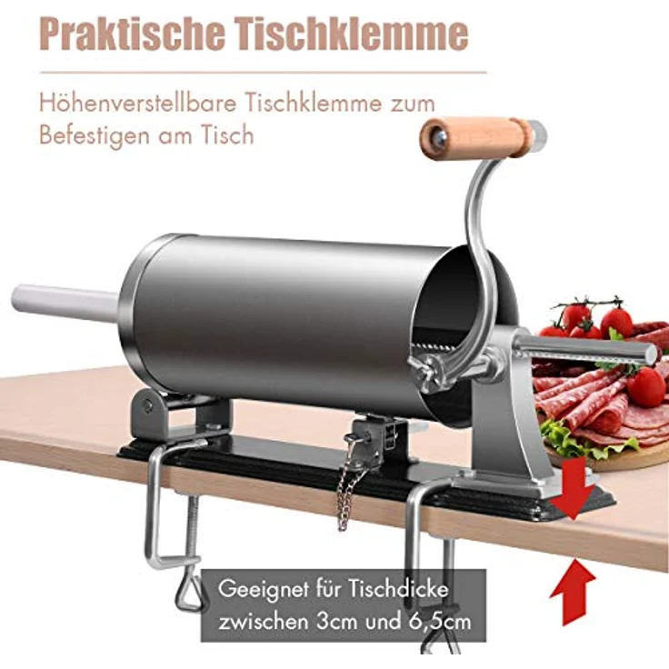 COSTWAY Wurstfüllaufsatz, Wurstfüller, inkl. 4 Füllrohre, 3,6L, Edelstahl, Küchengeräte-Zubehör – Bild 5