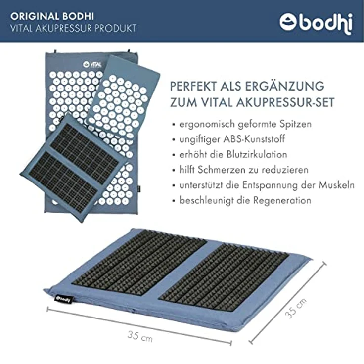 Bodhi Akupressur Fußmatte VITAL SPIKY | Kleine Entspannungsmatte für die Füße | Vorbeugend gegen Schmerzen | Stimulierung der Fußreflexzonen | Fördert die Durchblutung | Nadelkissen | blau – Bild 4