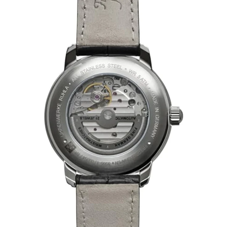 Zeppelin Herrenuhr Automatik Open Heart Friedrichshafen Schwarz 8566-4, Leder schwarz & silbernes Zifferblatt – Bild 3