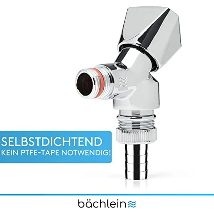 Bächlein Universal Geräteventil selbstdichtend, Maschinen-Anschlussventil mit Rückflussverhinderer, Geräteschrägsitzventil – Bild 2