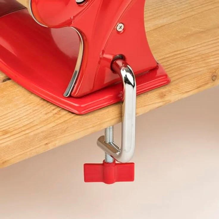 Girmi IM92 Nudelmaschine, Edelstahlgehäuse, 7 Teigstärken, 3 Pastaformen, Aluminiumwalzen, rot – Bild 3