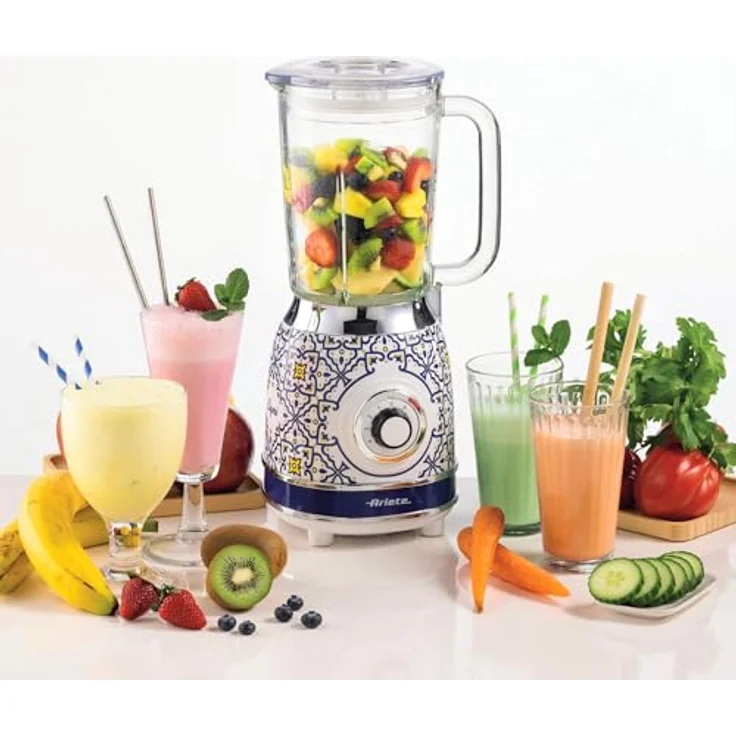 Ariete 583 Standmixer Capri mit Glasbecher 1,5 Liter, 4 Klingen aus Edelstahl, 4 Geschwindigkeitsstufen + Pulse, 1000 Watt, Capri Blau Glas – Bild 5