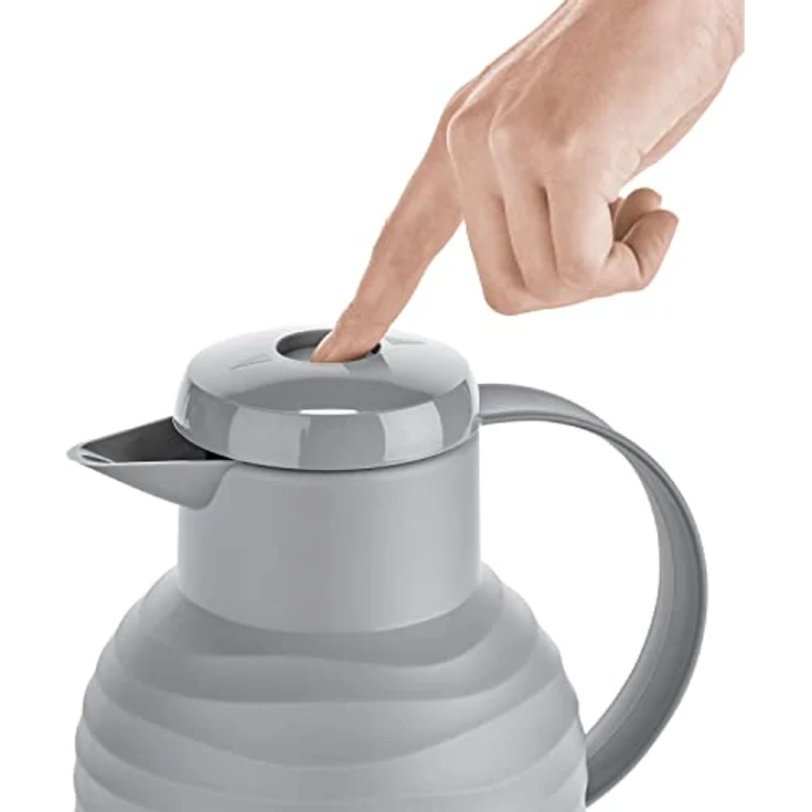 Emsa N4010900 Samba Wave Isolierkanne 1,0 Liter stone Quick-Press Kunststoff, Glas-Isolierkolben, Kaffeekanne: 12h heiß-24h kalt, made in Germany, 100 % dicht, stone – Bild 2