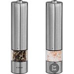bmf-versand® Pfeffermühle Elektrische mit Licht - Pfeffer und Salzmühle Set Edelstahl Batteriebetrieben - Gewürzmühle Keramikmahlwerk Beleuchtung - Salz und Pfeffer Gewürzmühlen Elektrisch