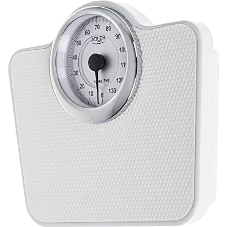 Adler AD 8180 Mechanische Personenwaage - Körpergewicht - Analoge Fitnesswaage - 136kg Kapazität - ⌀15cm Zifferblatt - Rutschfeste Oberfläche - Leicht ablesbar - Kalibriert mit Knopf