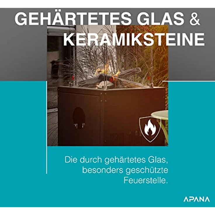 APANA Heizstrahler FUEGO Gasheizstrahler 8kW mit Rollen in anthrazit - Gemütliche Atmosphäre für Terrasse und Garten – Bild 3