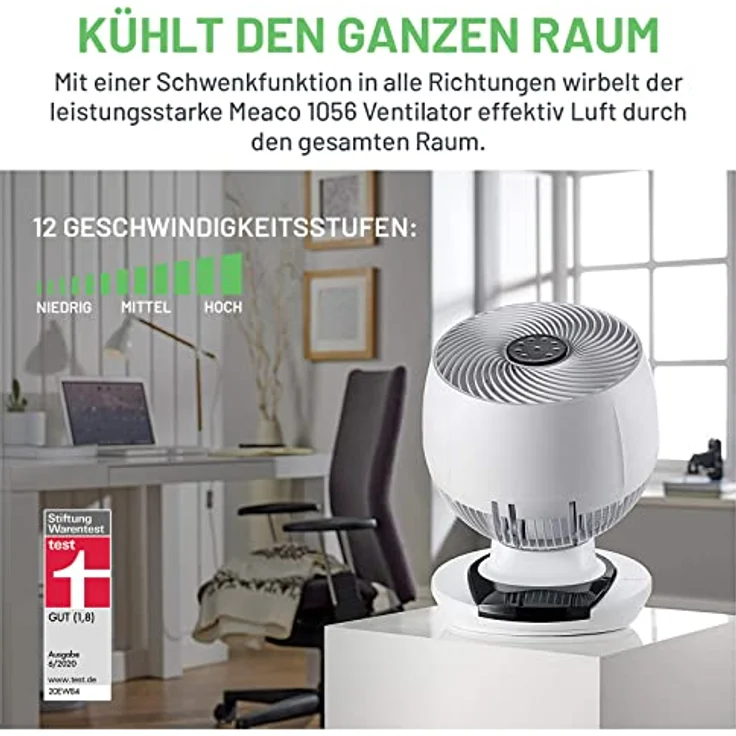 Meaco Fan 1056 – Luftumwälzer, sehr leise – perfekter Lüfter für Ihr Büro oder Ihr Schlafzimmer – mit Fernbedienung, 1065, Weiß – Bild 3