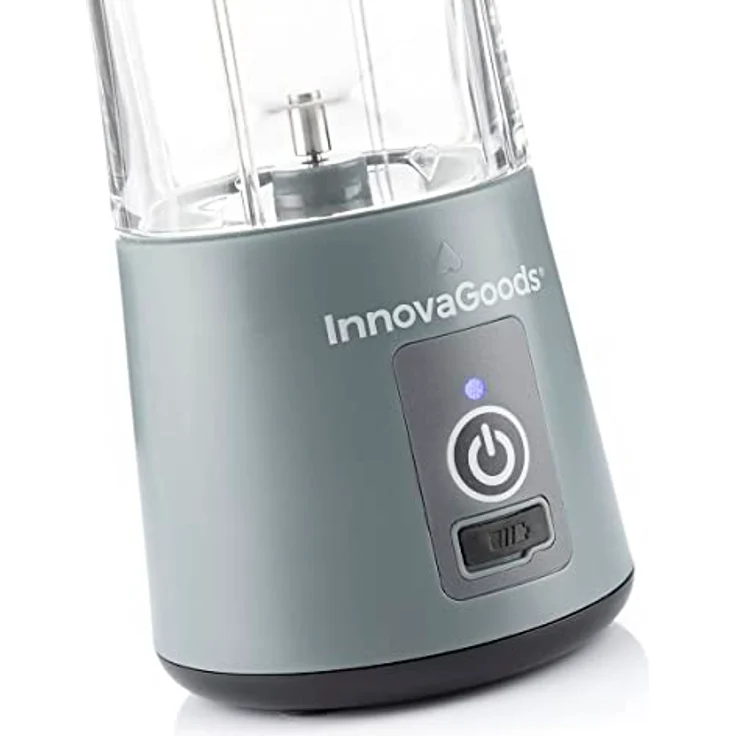 InnovaGoods wiederaufladbarer tragbarer Standmixer mit Becher, 0,38L, Tragegriff, USB-Ladung, LED-Anzeige, silber – Bild 14