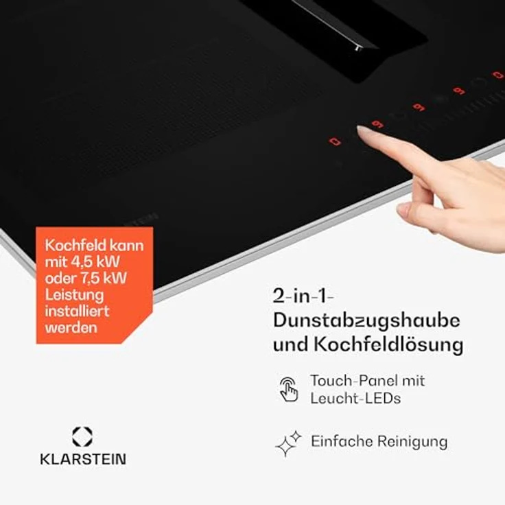 Klarstein Chef-Fusion CGCH3-Chef-F.60BK.Pr, Induktions-Kochfeld mit Abzugshaube Flex 4 Zonen, Schwarz – Bild 6
