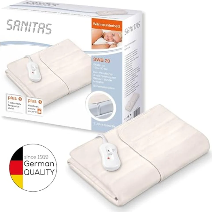 Sanitas SWB 20 Wärmeunterbett aus Vlies elektrische Heizdecke mit Sicherheitssystem und 3 Temperaturstufen einfache Fixierung auf Bett und Matratze Waschbar bei 30 150 x 80 cm – Bild 6