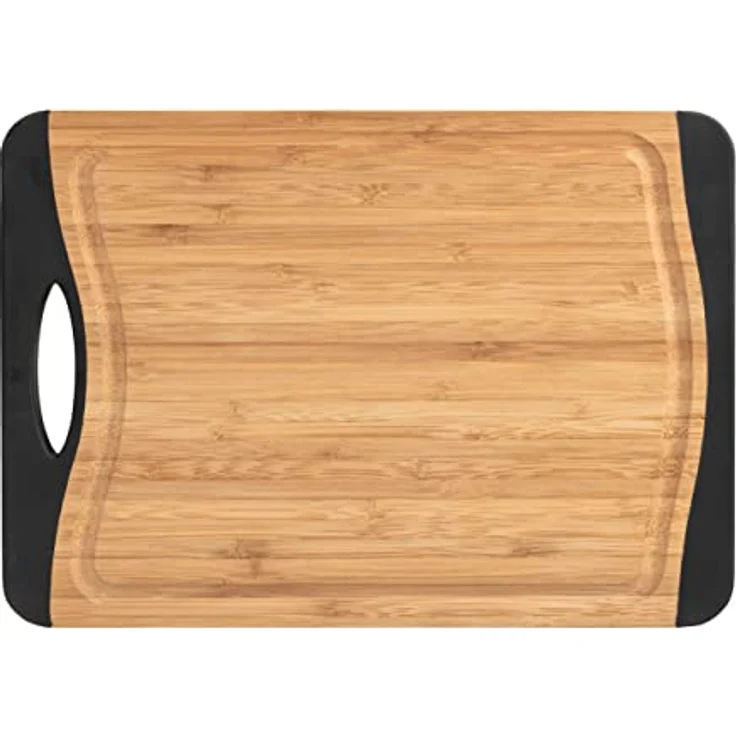 Wenko Schneidebrett Bambus Anti-Rutsch M - Küchenbrett, Schneidbrett mit Saftrille und Griff, klingenschonend, Bambus, 28,5 x 1,5 x 20 cm, braun – Bild 3