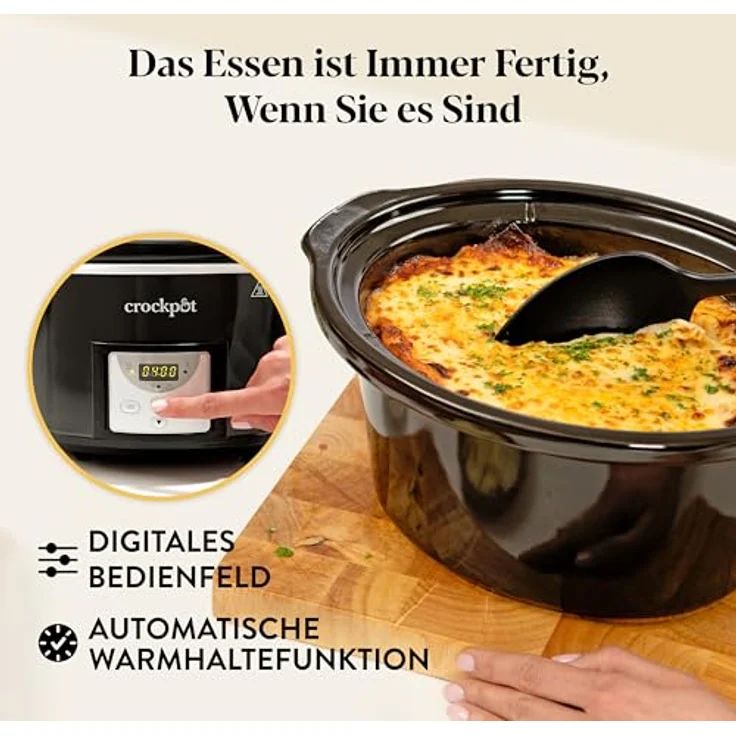 Crock-Pot CSC113X, Digitaler Schongarer mit 3,5 L für 3-4 Personen, programmierbarem Countdown-Timer, EU-Stecker, schwarz – Bild 4
