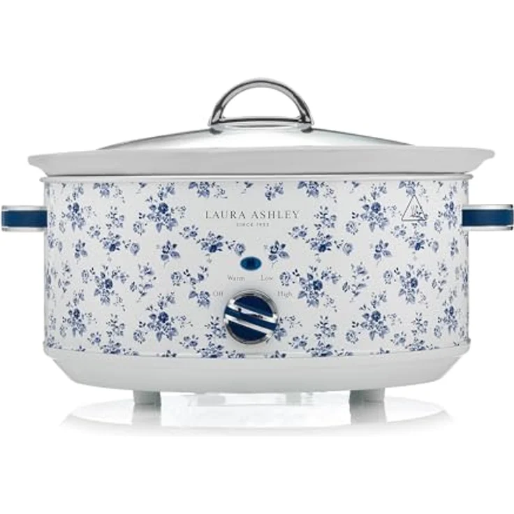 VQ Laura Ashley 6,5 Liter Schongarer mit China Rose Print, Slowcooker für 8-10 Personen, energieeffizient, 3 Heizstufen, gehärteter Glasdeckel – Bild 1