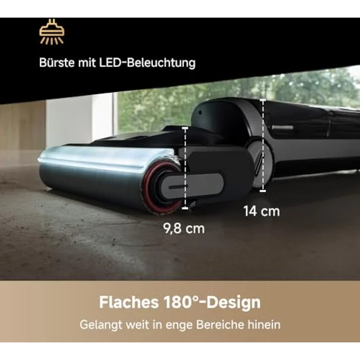DREAME H14 Dual Nass-Trockensauger 5-in-1, 18.000 Pa Saugkraft, flaches Design, intelligente Dosierung, 60 °C Bürstenreinigung, GlideWheel-System, LED-Bürstenkopf – Bild 3